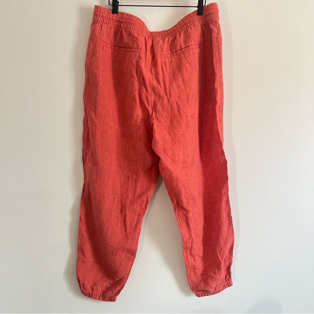 Athleta Women’s Retreat 100% Linen Jogger Pants Persimmon Coral Size 16 - Picture 3 of 5